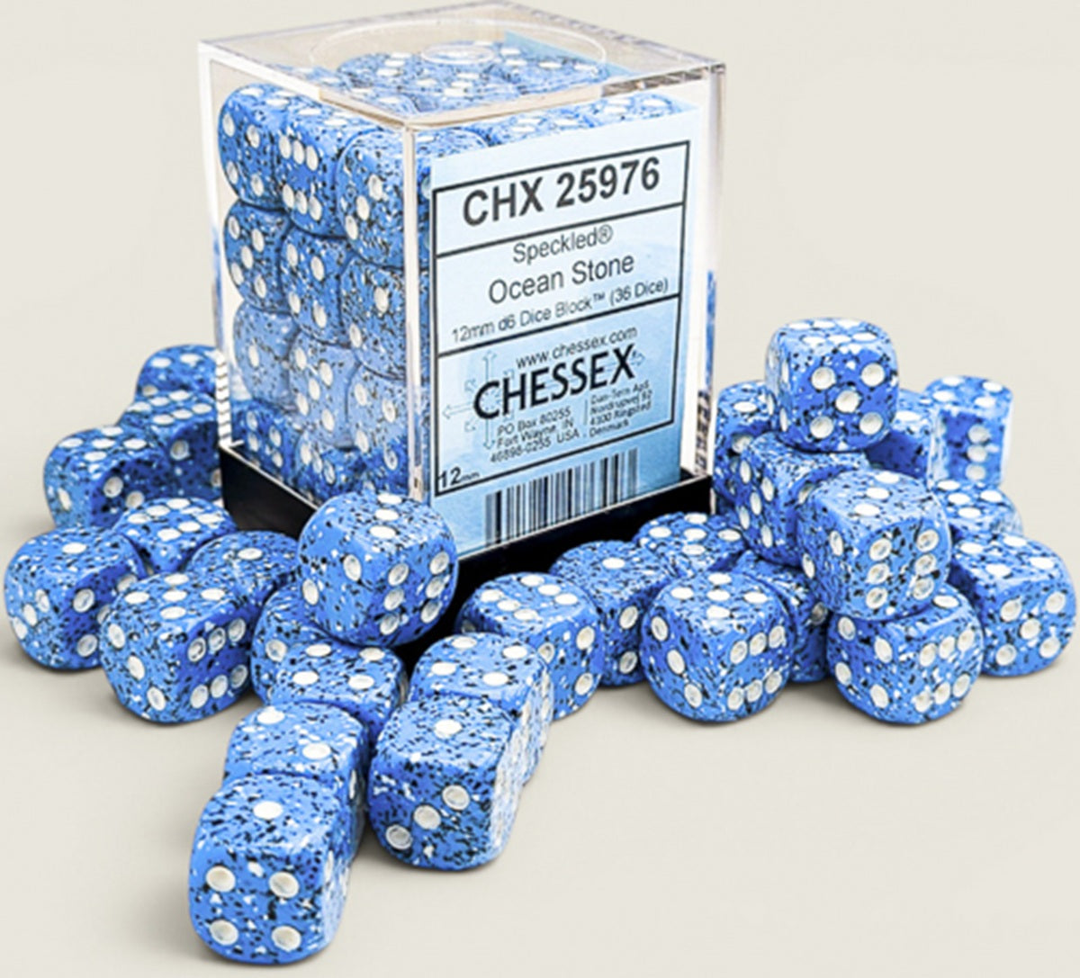CHESSEX - SPECKLED 36D6 OCEAN STONE 12MM