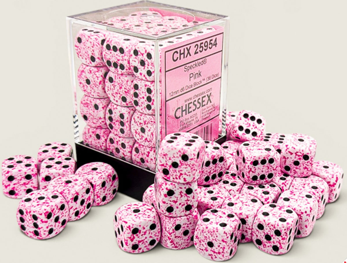 CHESSEX - SPECKLED 36D6 PINK 12MM