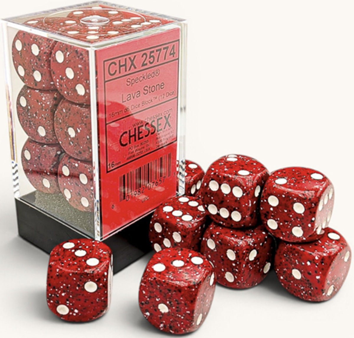 CHESSEX - SPECKLED 12D6 LAVA STONE 16MM